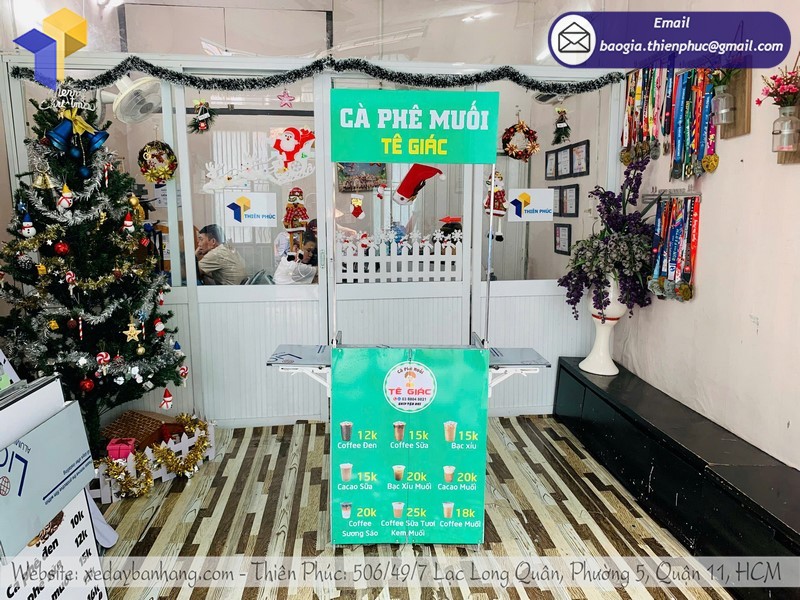 Tham khảo xe lưu động bán cà phê gọn TÊ GIÁC tiện lợi cho người bán